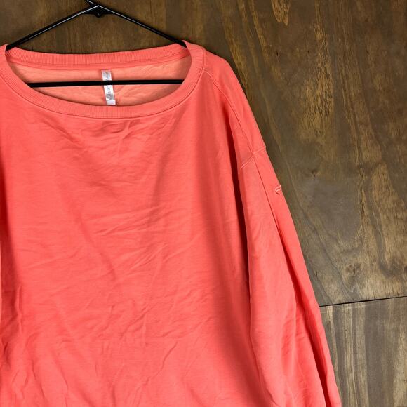 Fabletics Womens Sweater St Tropez Coral Crew Neck Cozy Fleece Cotton Blend XL - Picture 5 of 12
